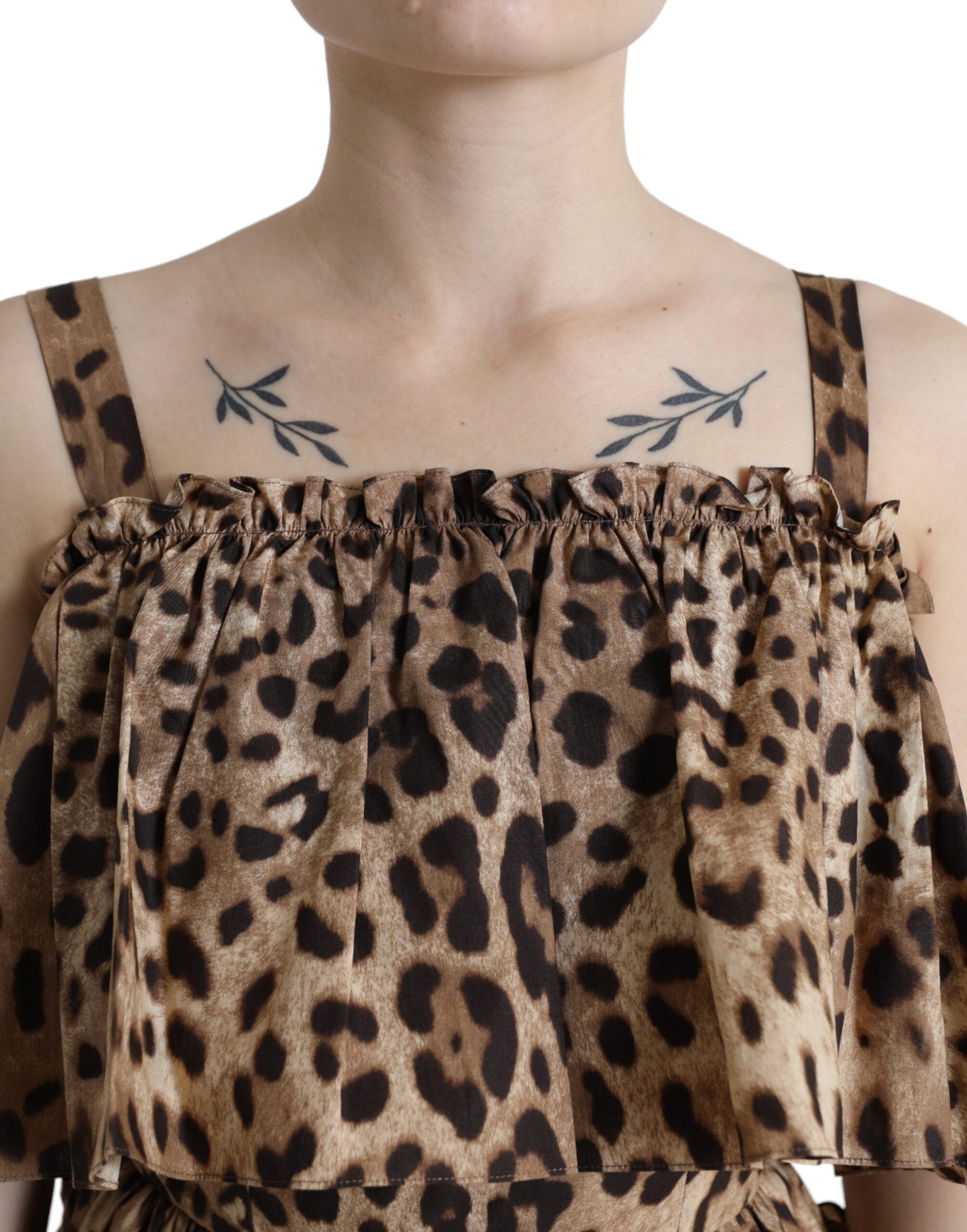 Dolce & Gabbana Brown Sleeveless Leopard Print A-Line Dress