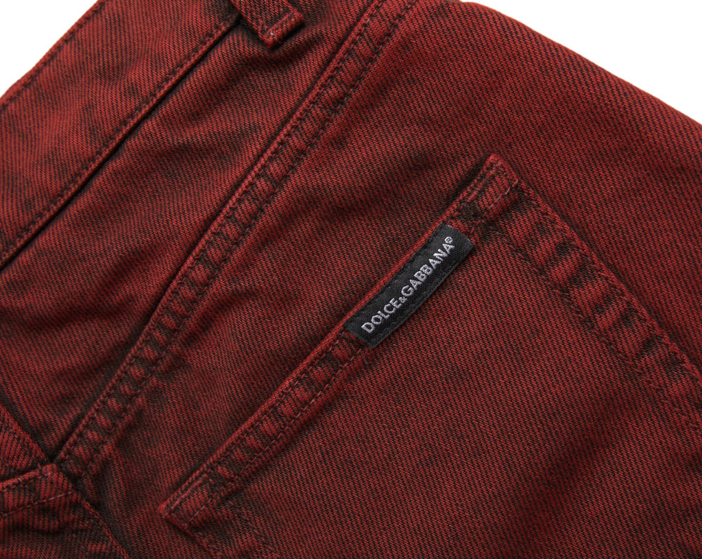 Dolce & Gabbana Rote Stretch Denim Hot Pants mit hoher Taille Shorts