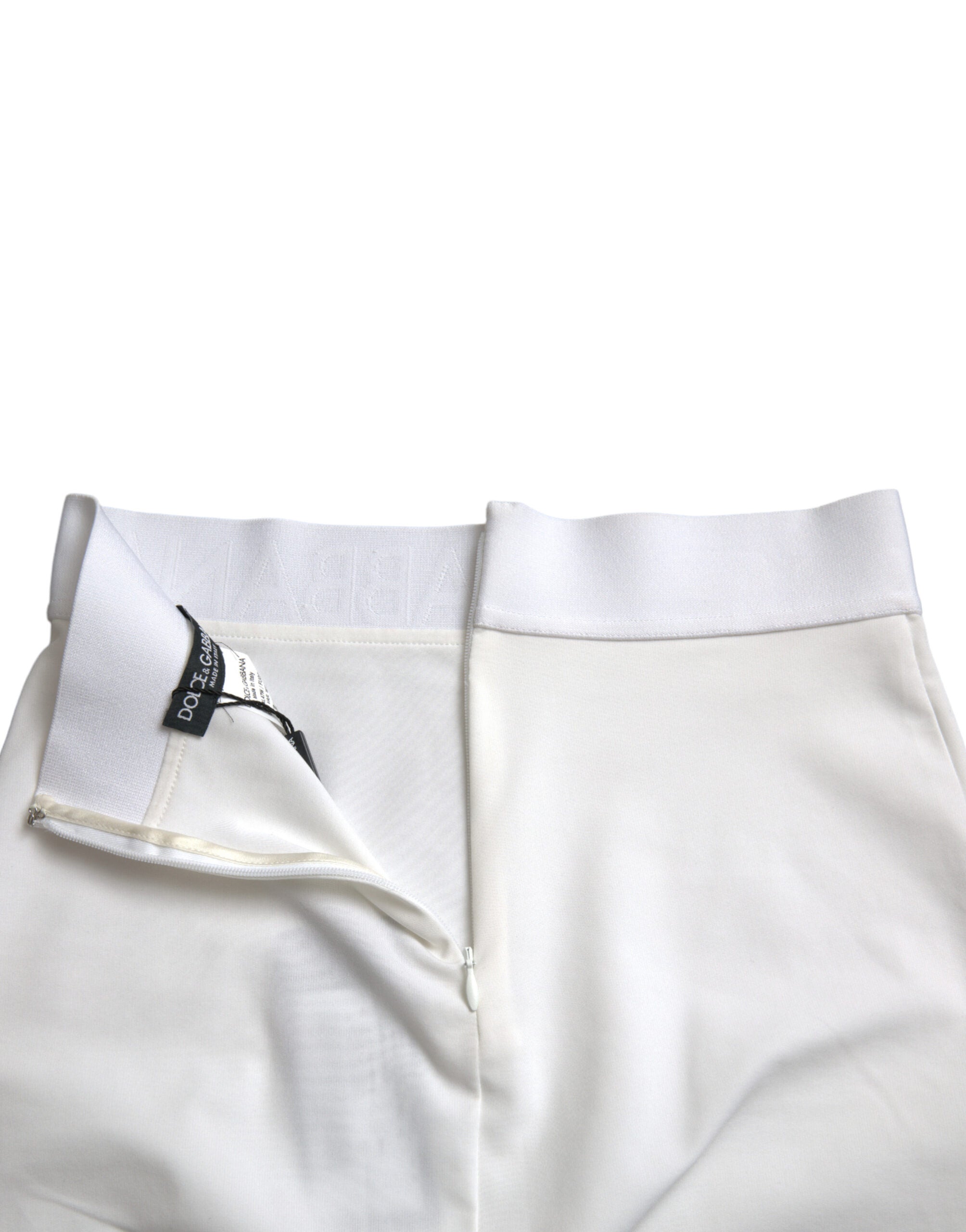 Dolce & Gabbana Weißer Viskose-Minirock mit hoher Taille und Bleistiftschnitt