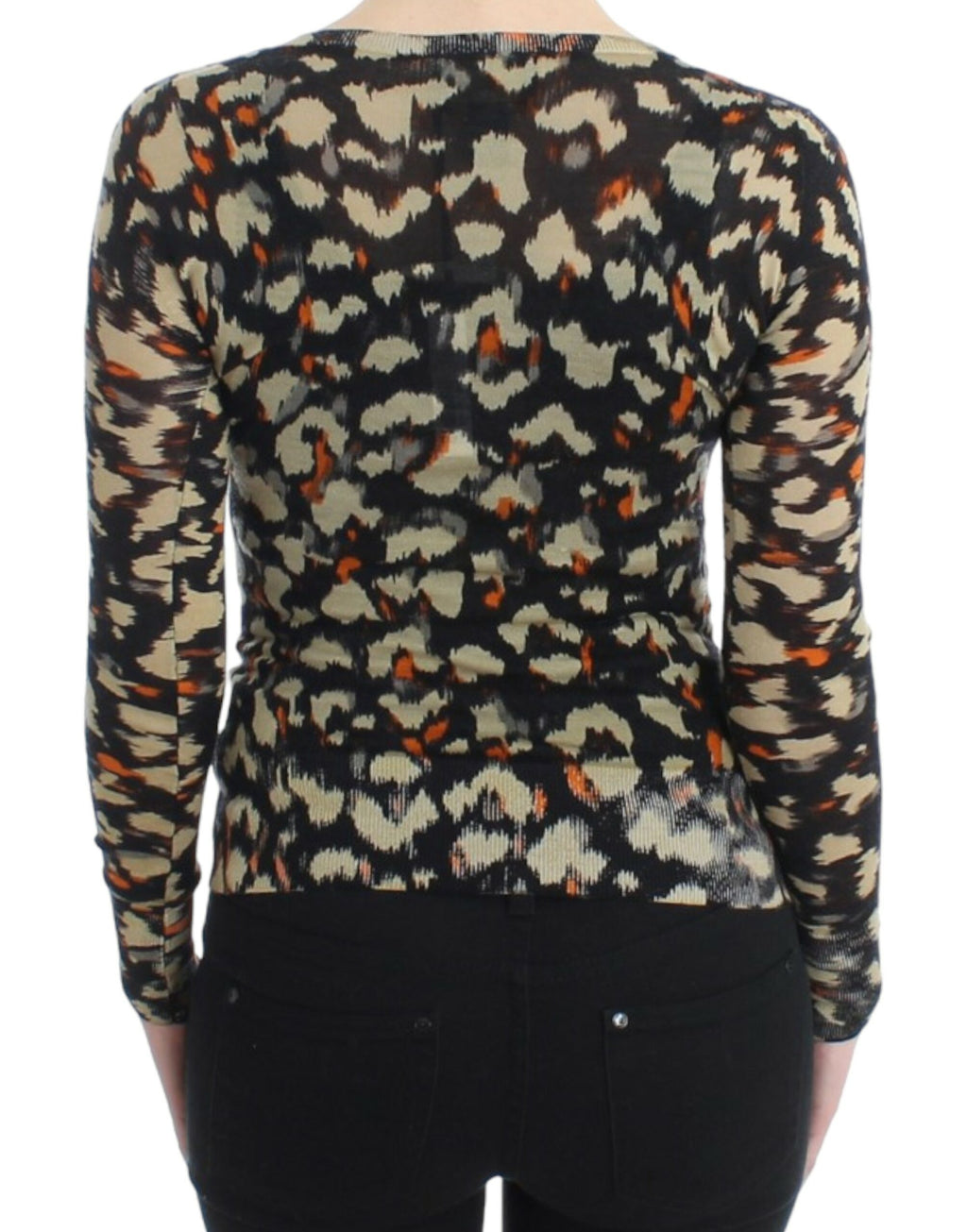 Cavalli Multicolor V-Neck Wool Sweater