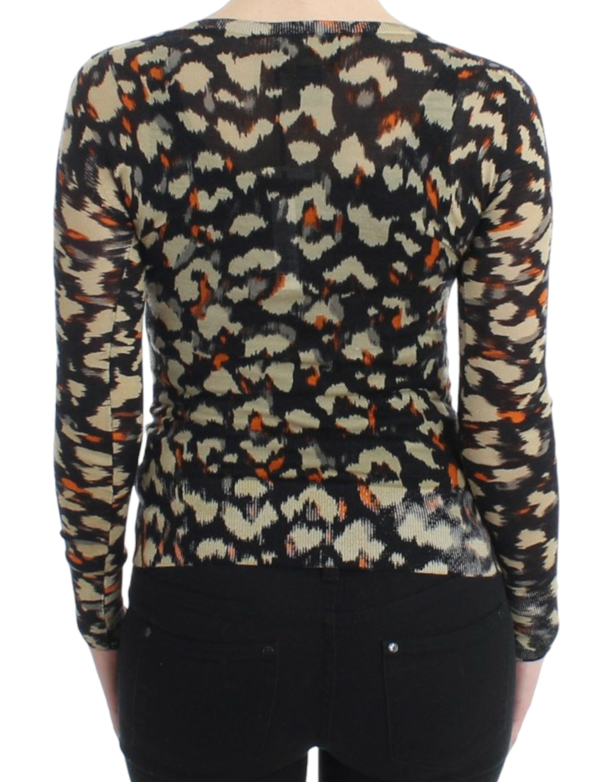 Cavalli Multicolor V-Neck Wool Sweater