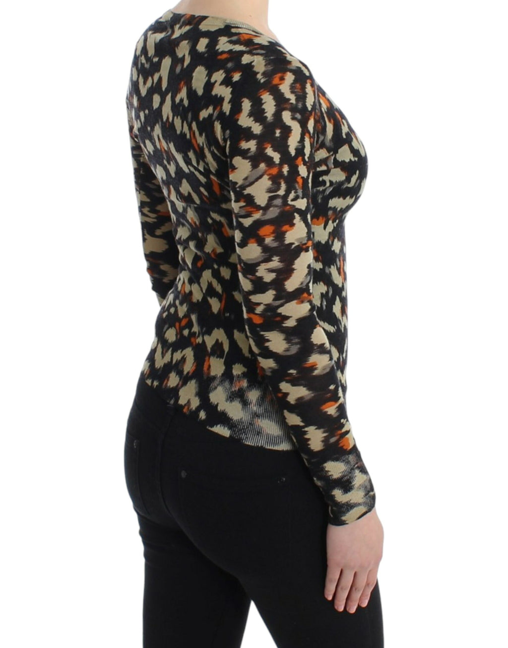 Cavalli Multicolor V-Neck Wool Sweater