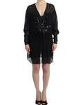 Cavalli Black Long-Sleeved Silk Dress