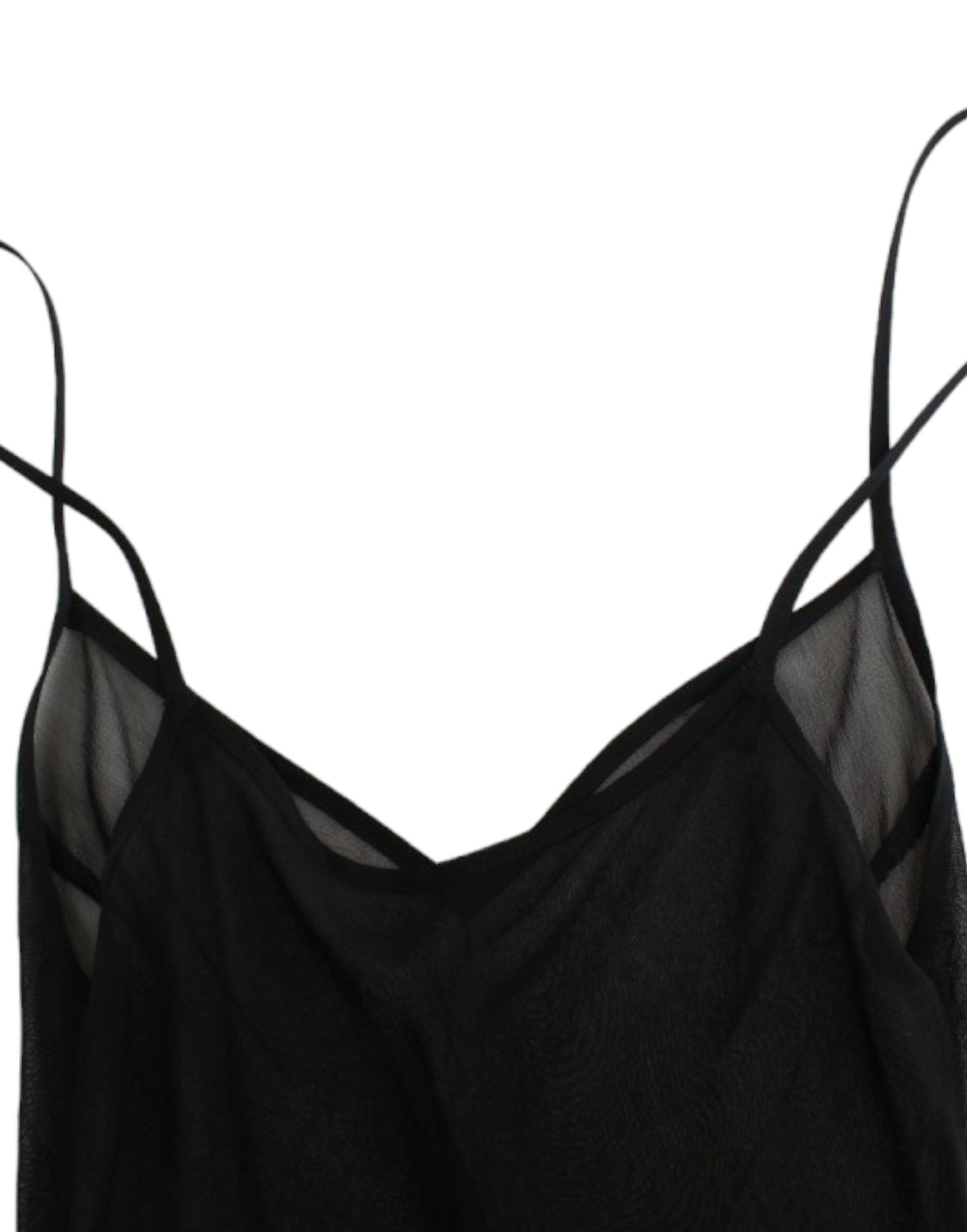 Cavalli Black Long-Sleeved Silk Dress
