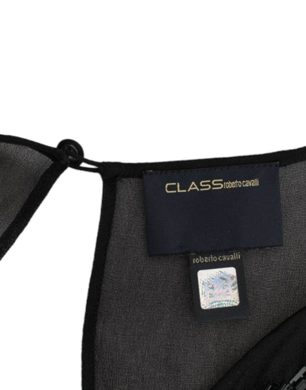Cavalli Black Long-Sleeved Silk Dress