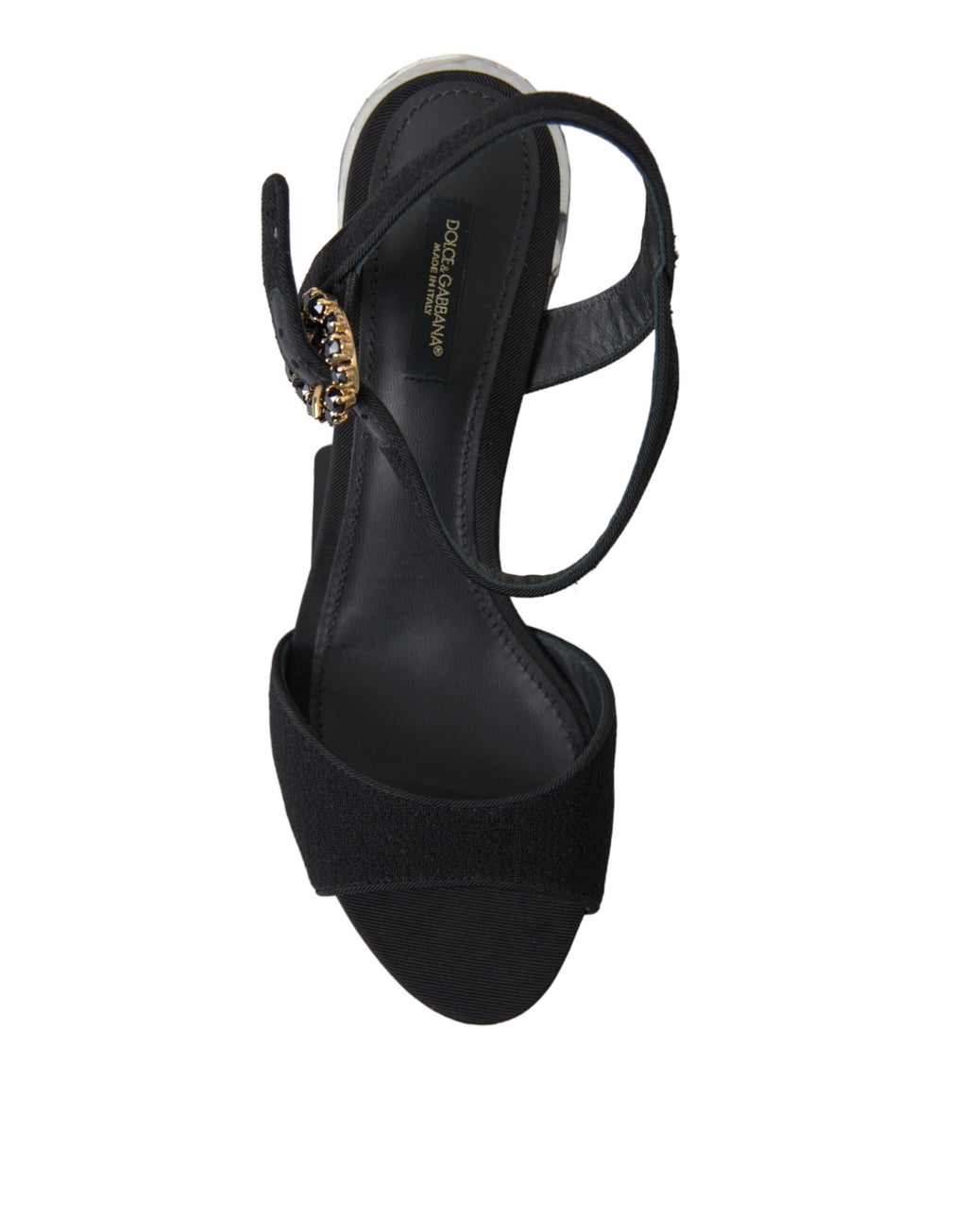 Dolce & Gabbana Black Crystal Strappy Sandals Shoes