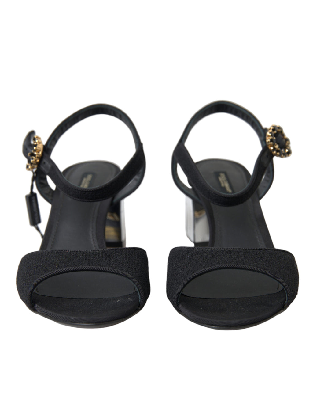 Dolce & Gabbana Black Crystal Strappy Sandals Shoes