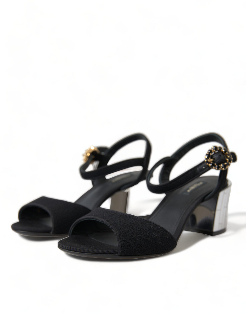 Dolce & Gabbana Black Crystal Strappy Sandals Shoes