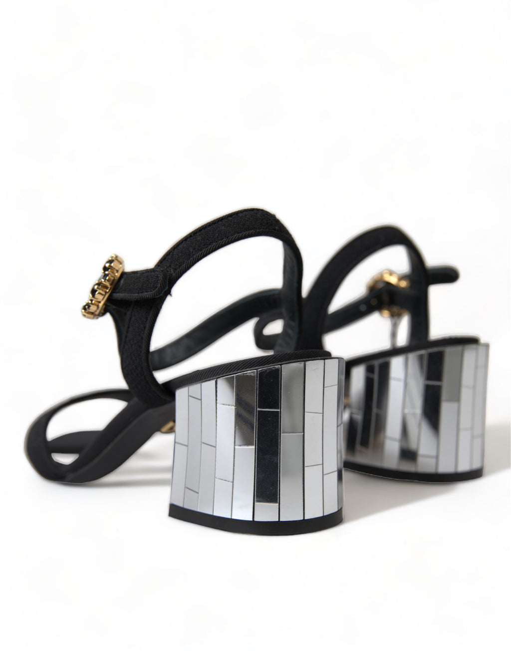 Dolce & Gabbana Black Crystal Strappy Sandals Shoes