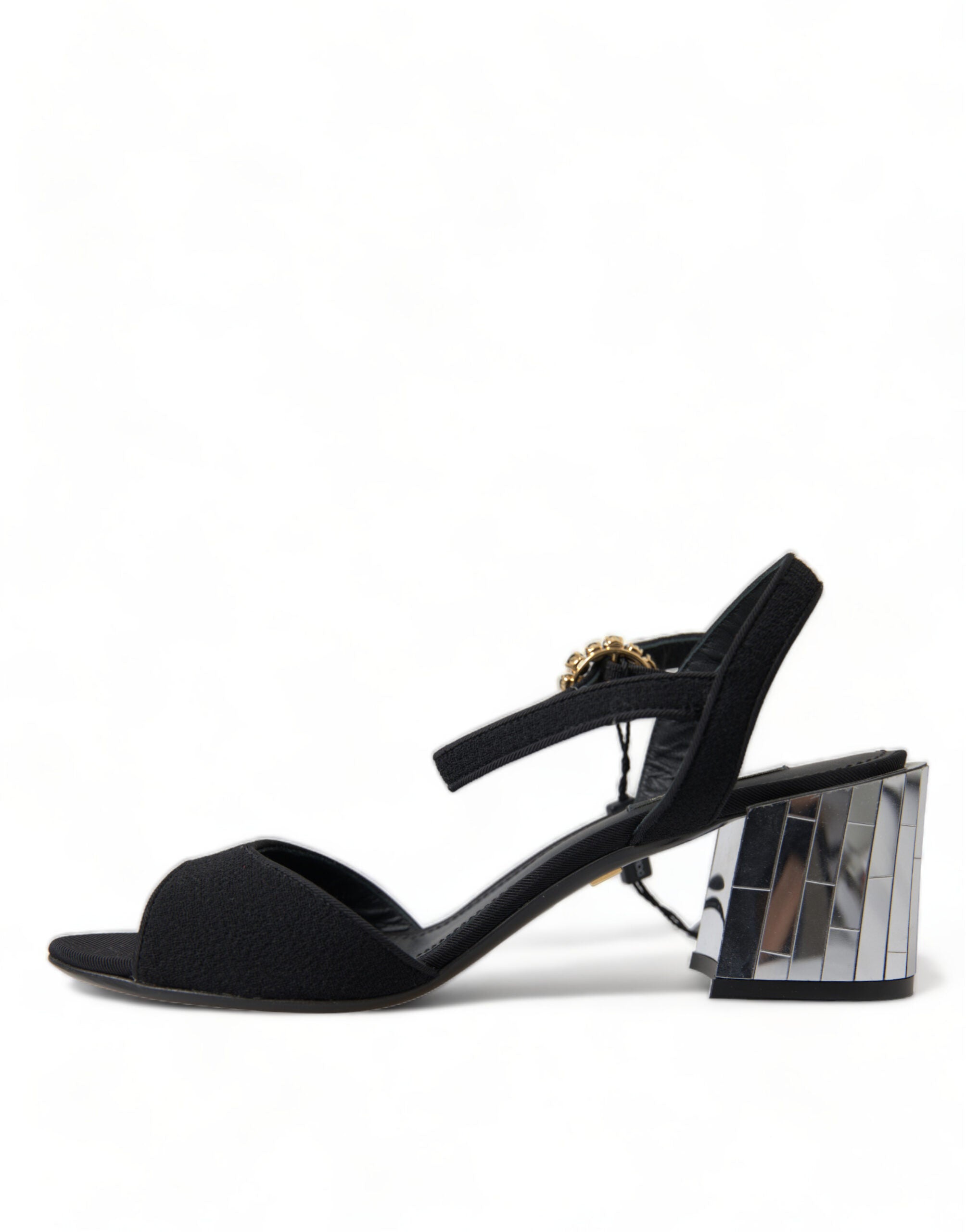 Dolce & Gabbana Black Crystal Strappy Sandals Shoes