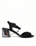 Dolce & Gabbana Black Crystal Strappy Sandals Shoes
