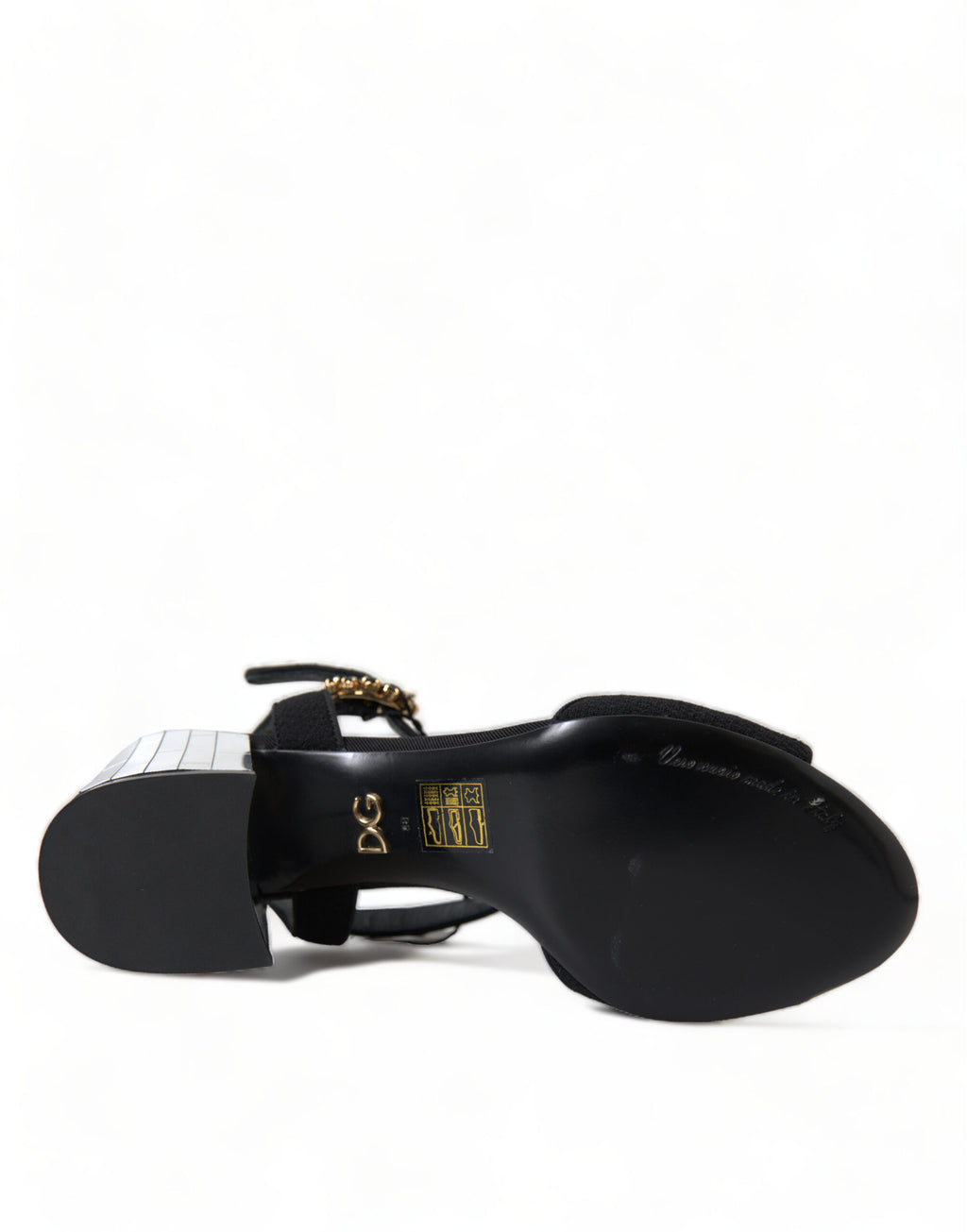 Dolce & Gabbana Black Crystal Strappy Sandals Shoes