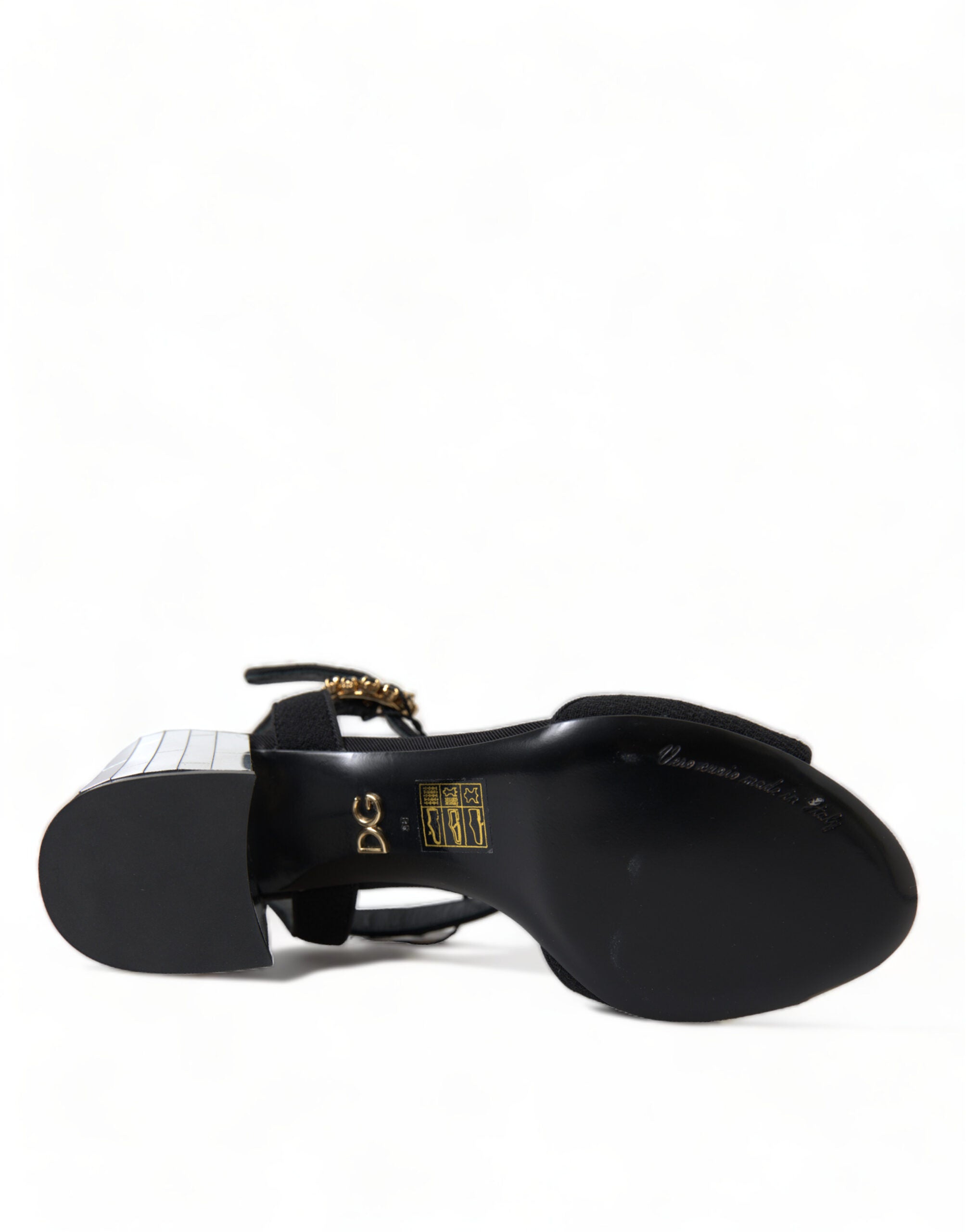 Dolce & Gabbana Black Crystal Strappy Sandals Shoes