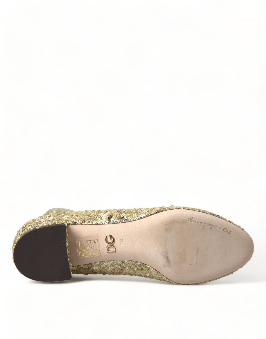 Dolce & Gabbana Gold Sequin Short Boots Stretch Shoes