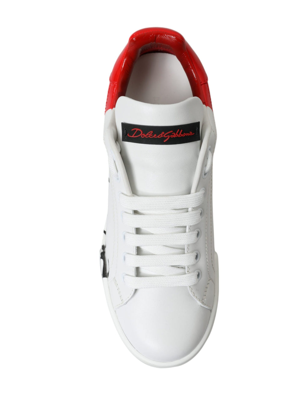 Dolce & Gabbana White Red Lace Up Women's Low Top Sneakers Shoes