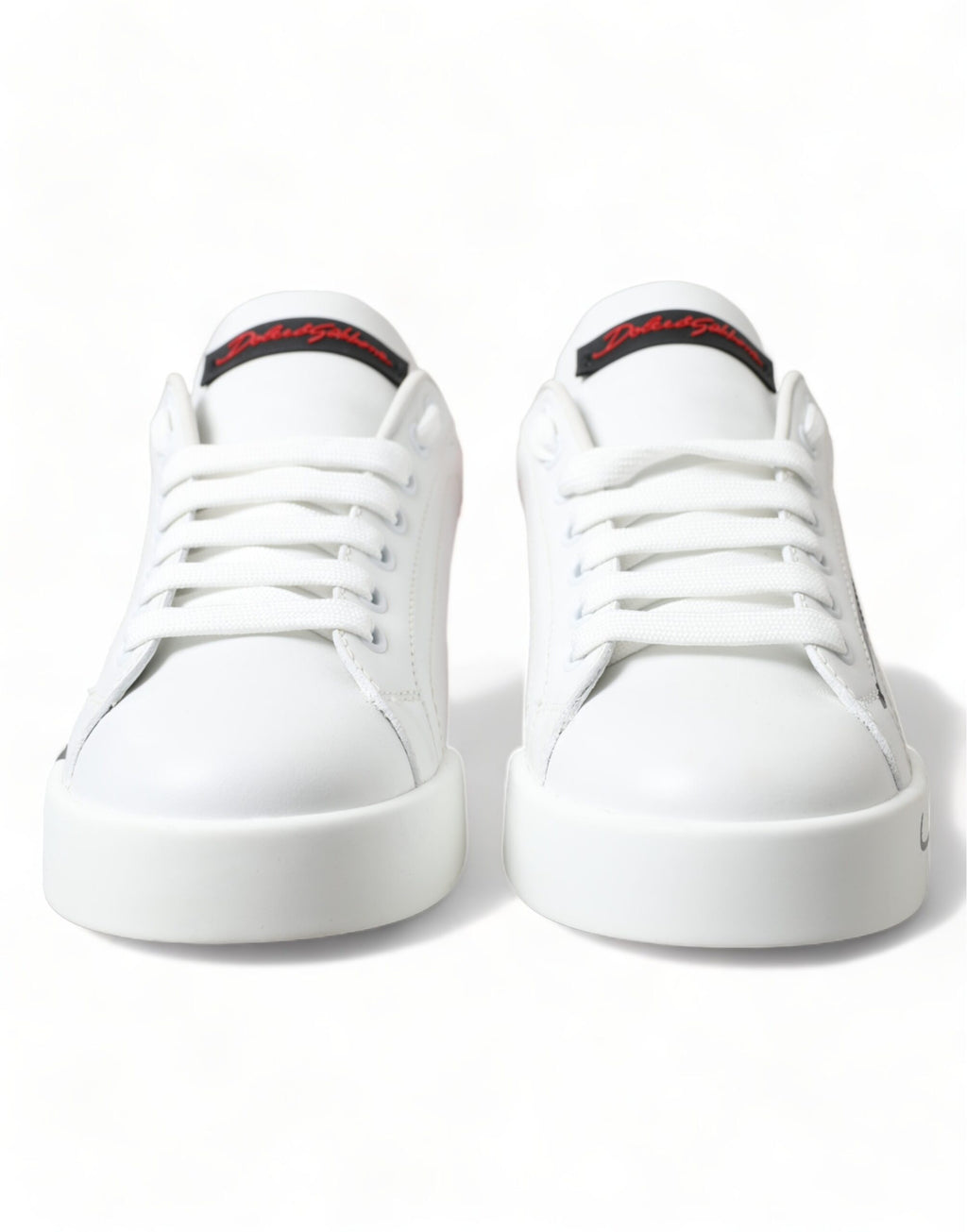 Dolce & Gabbana White Red Lace Up Women's Low Top Sneakers Shoes