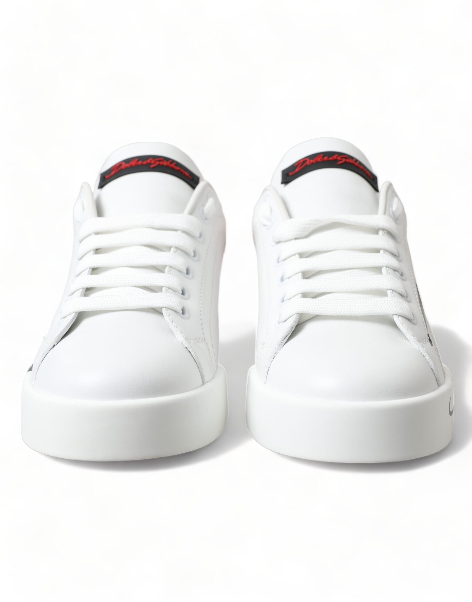 Dolce & Gabbana White Red Lace Up Women's Low Top Sneakers Shoes