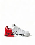 Dolce & Gabbana White Red Lace Up Women's Low Top Sneakers Shoes