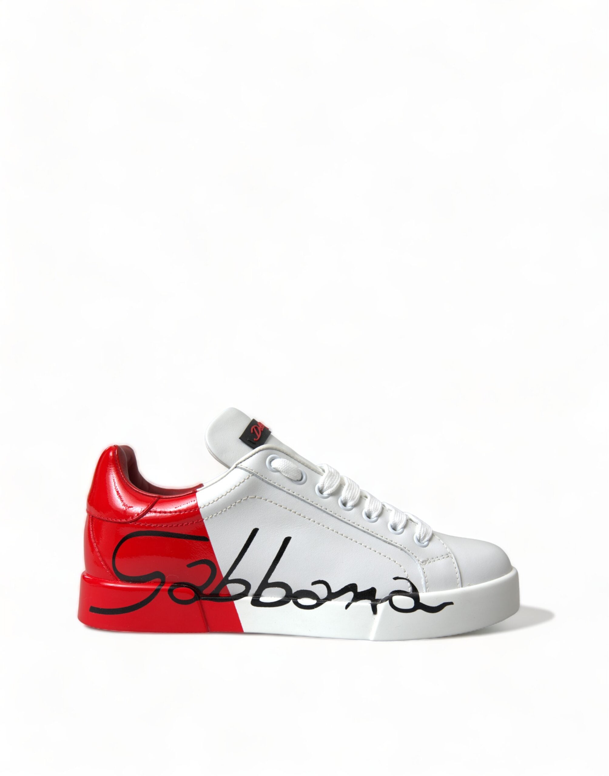 Dolce & Gabbana White Red Lace Up Women's Low Top Sneakers Shoes