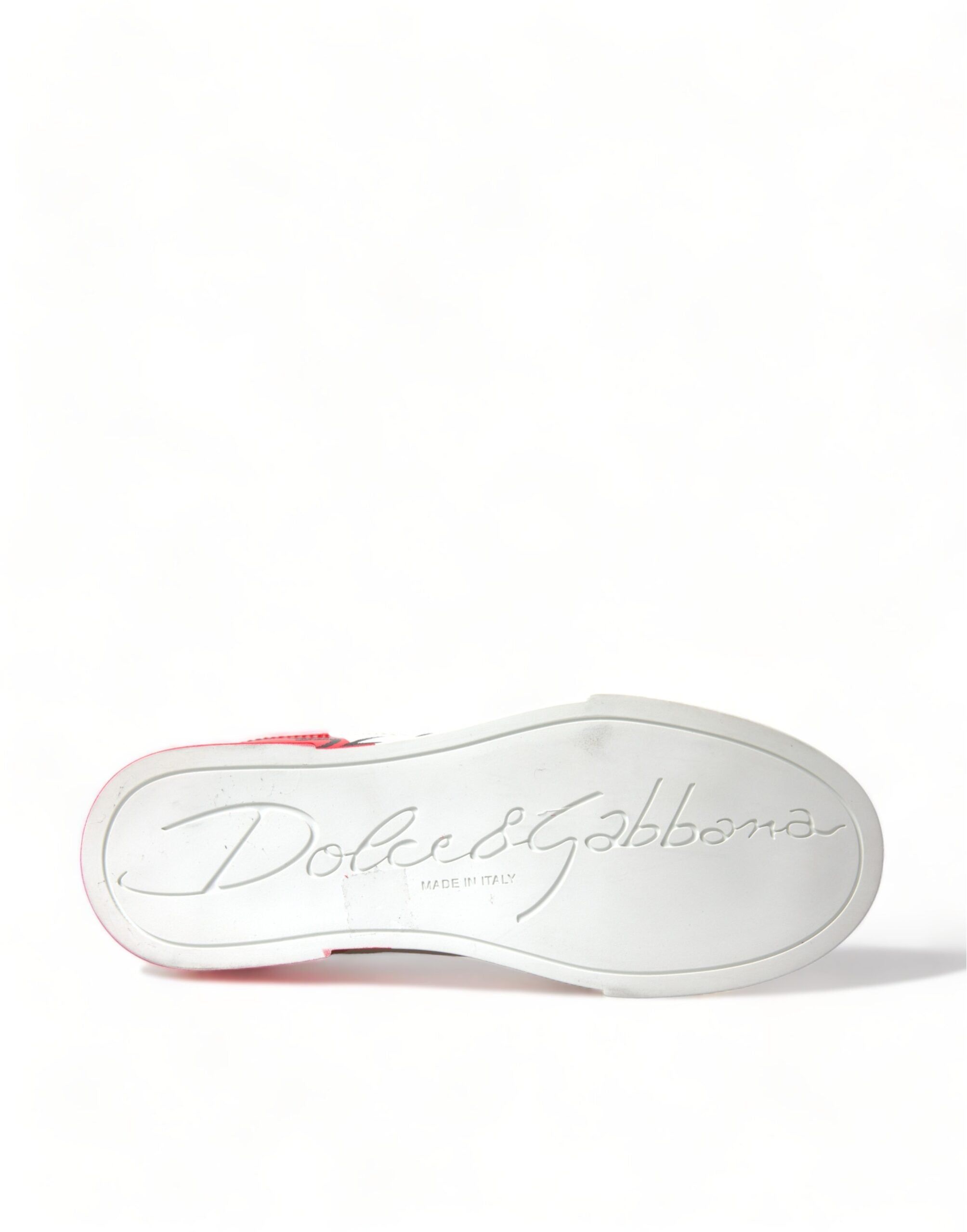 Dolce & Gabbana White Red Lace Up Women's Low Top Sneakers Shoes