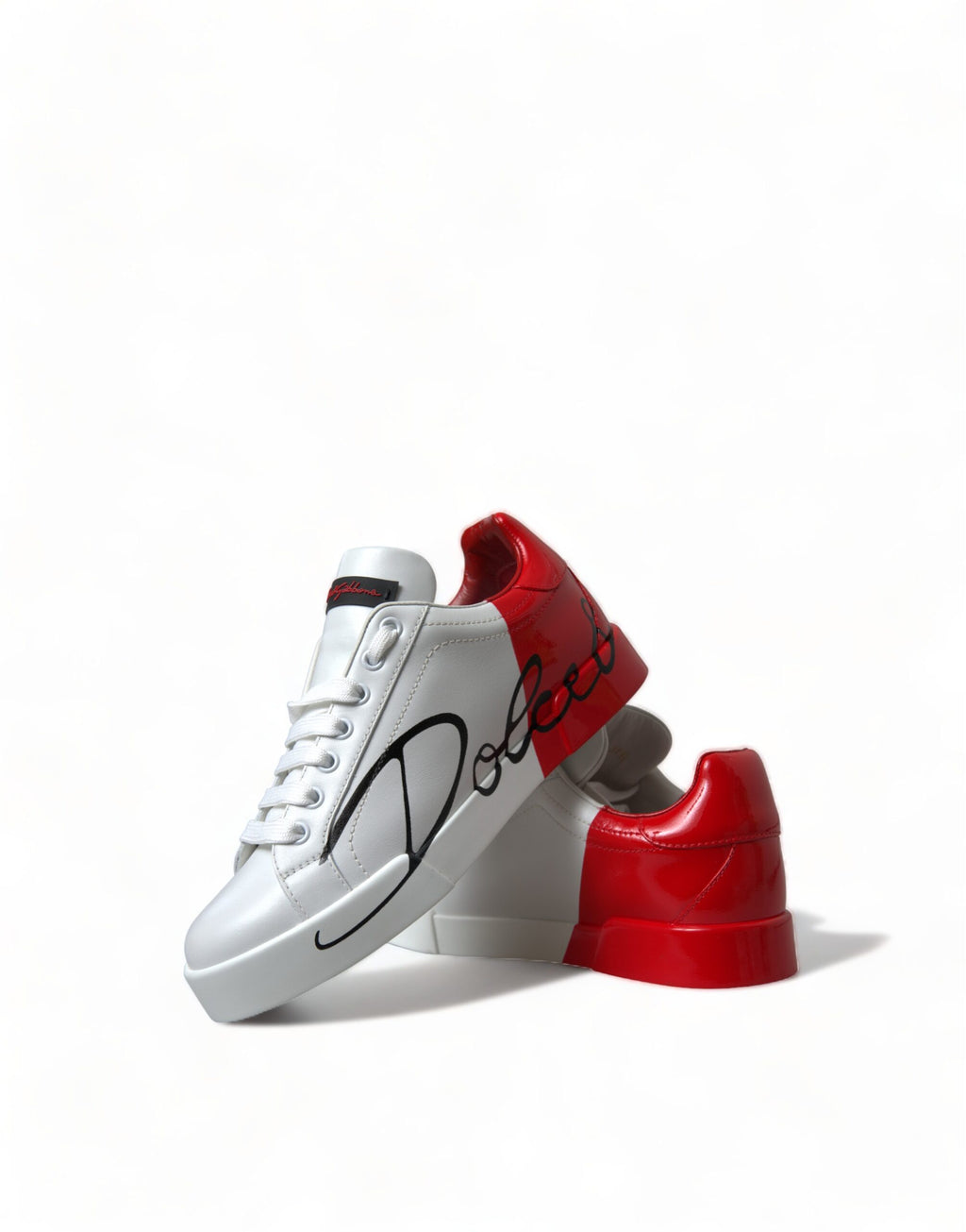 Dolce & Gabbana White Red Lace Up Women's Low Top Sneakers Shoes