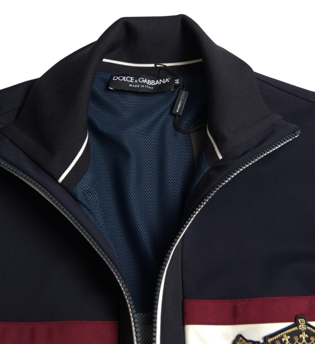 Dolce & Gabbana Blue Heraldic Full Zip Sweater