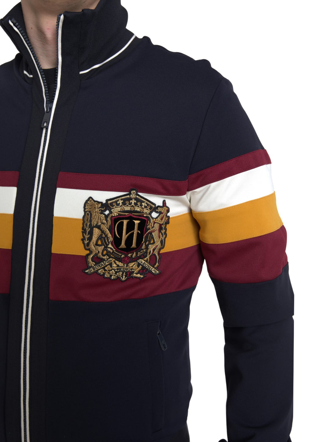 Dolce & Gabbana Blue Heraldic Full Zip Sweater