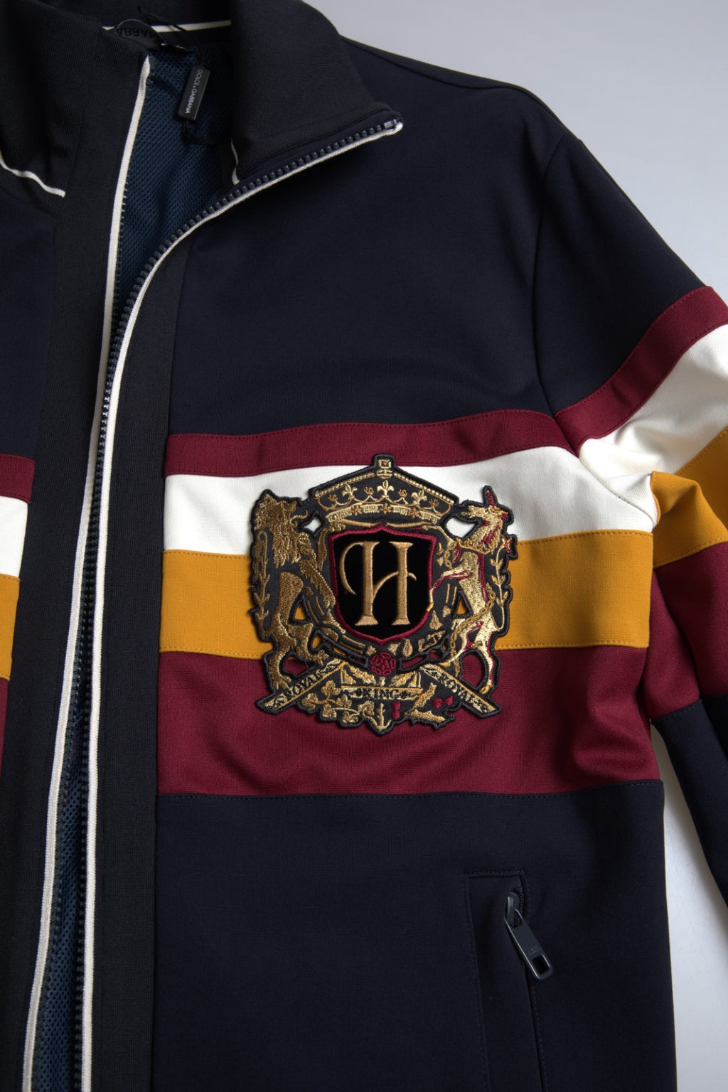 Dolce & Gabbana Blue Heraldic Full Zip Sweater