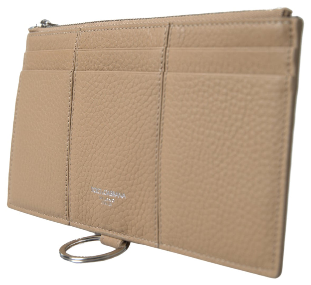 Dolce & Gabbana Beige Leder Schulter Kartenhalter Schulterriemen Brieftasche