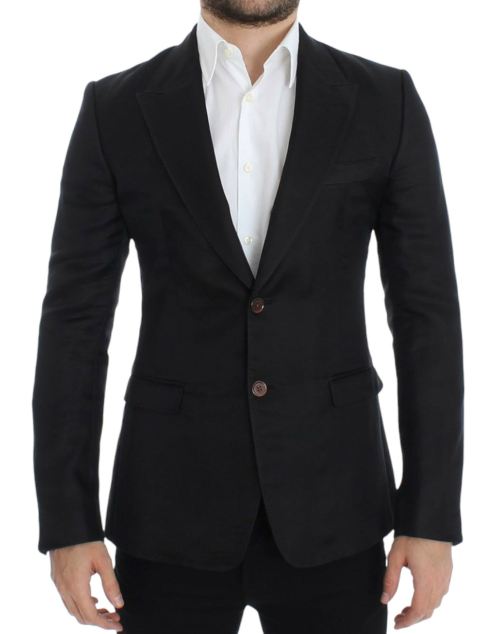 Dolce & Gabbana Black Slim-Fit Silk Blazer