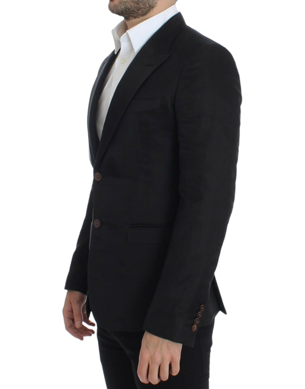 Dolce & Gabbana Black Slim-Fit Silk Blazer