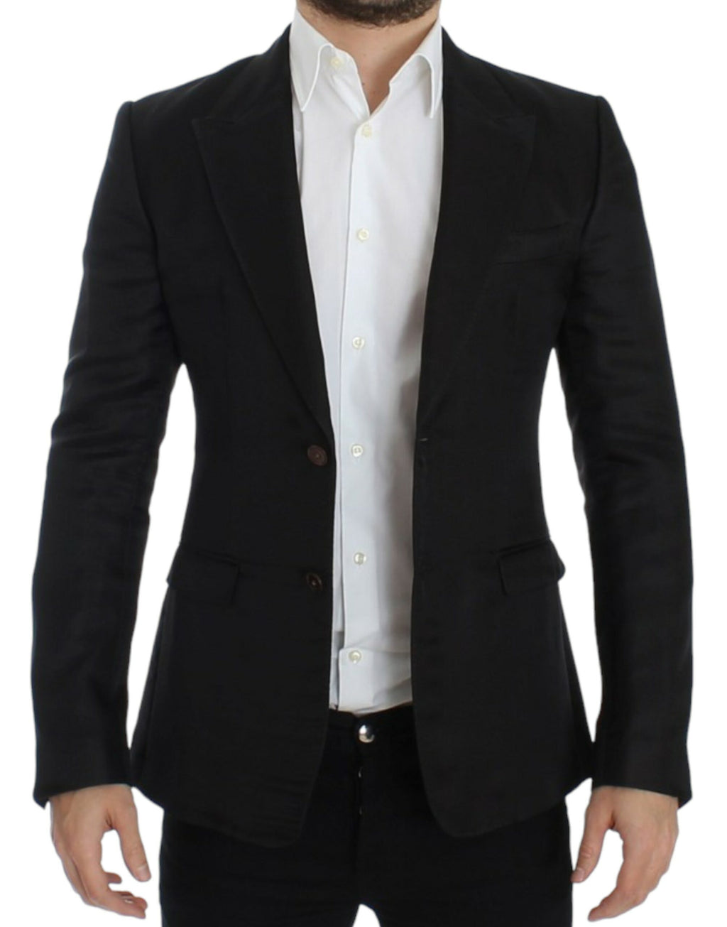 Dolce & Gabbana Black Slim-Fit Silk Blazer