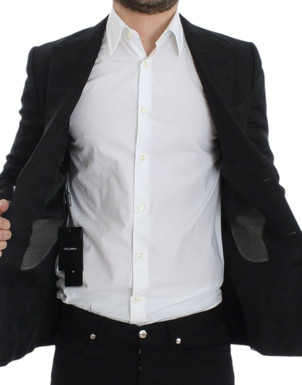 Dolce & Gabbana Black Slim-Fit Silk Blazer