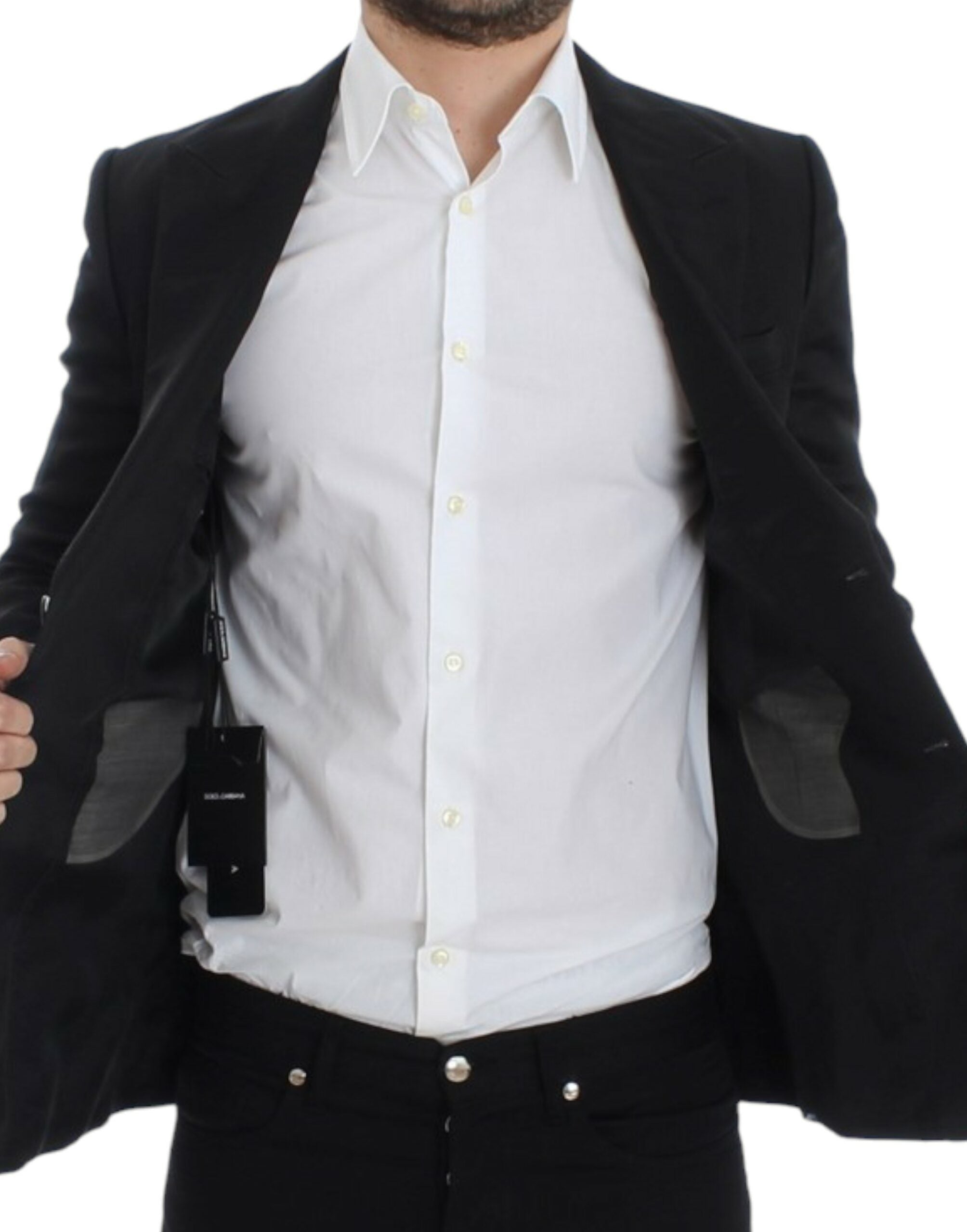 Dolce & Gabbana Black Slim-Fit Silk Blazer
