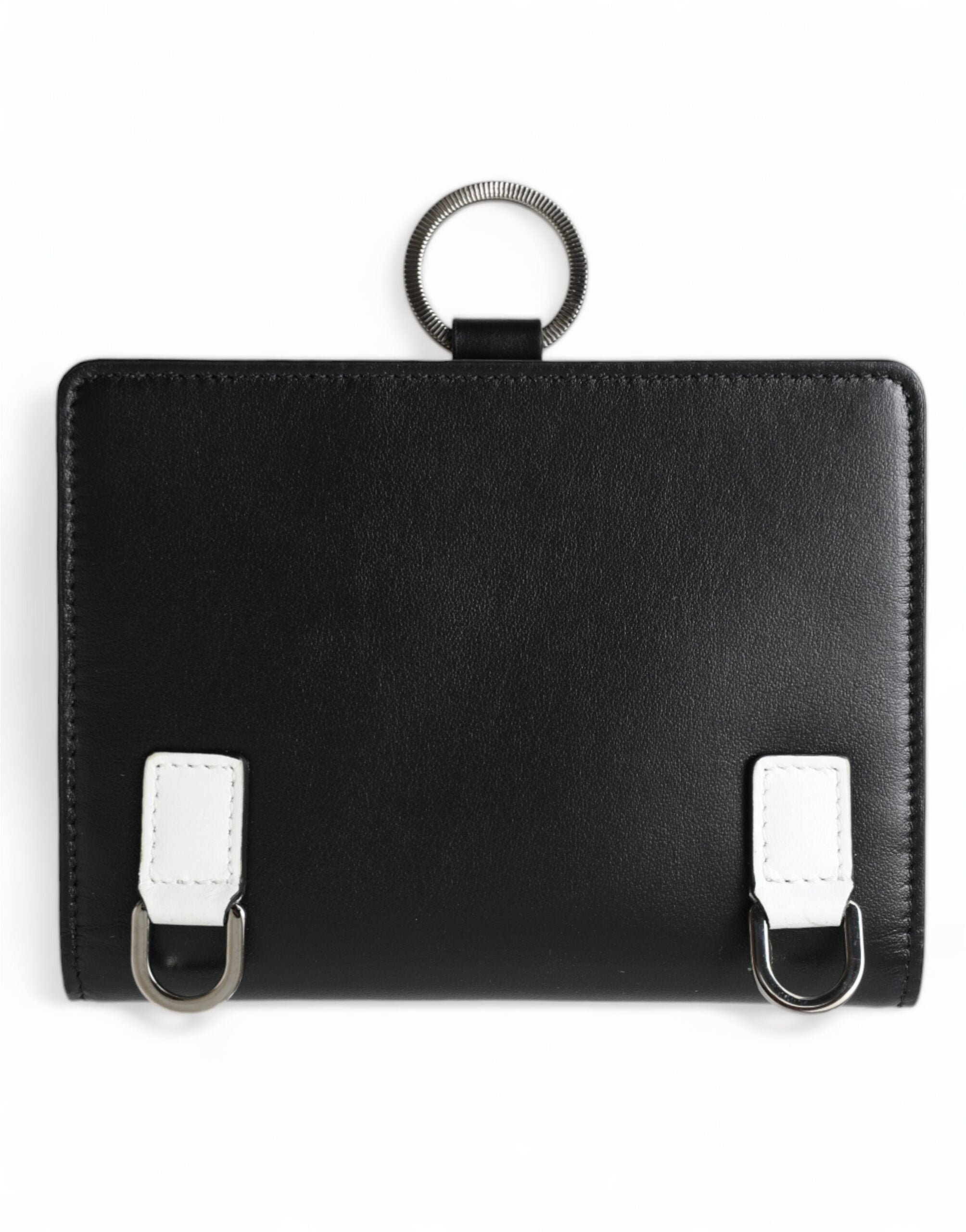 Dolce & Gabbana Schwarzes Leder Crystal verschönert Kartenhalter Brieftasche