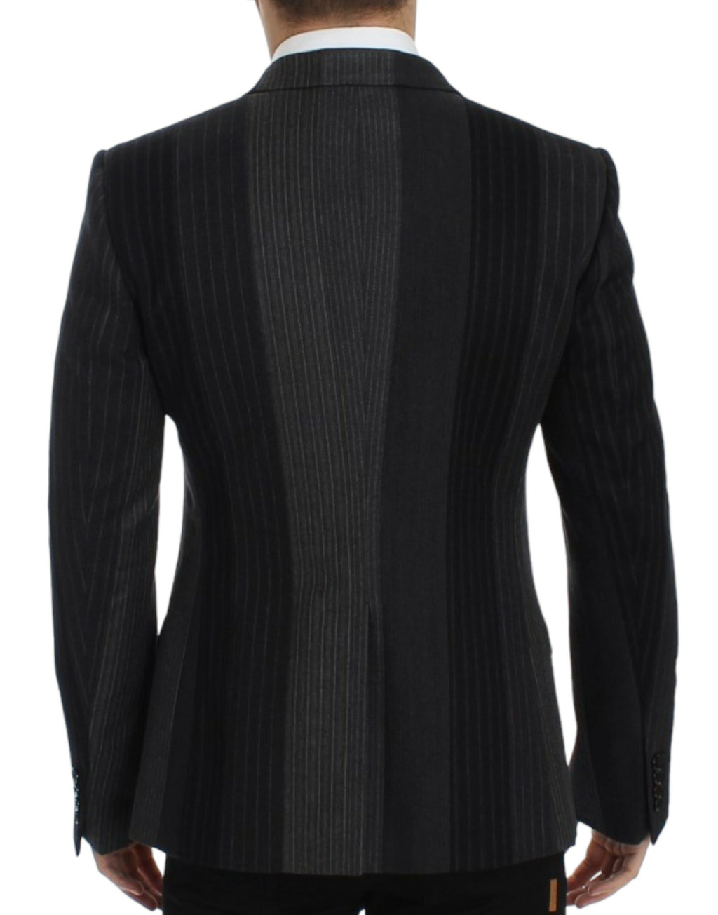 Dolce & Gabbana Grey Striped Stretch Wool Blazer