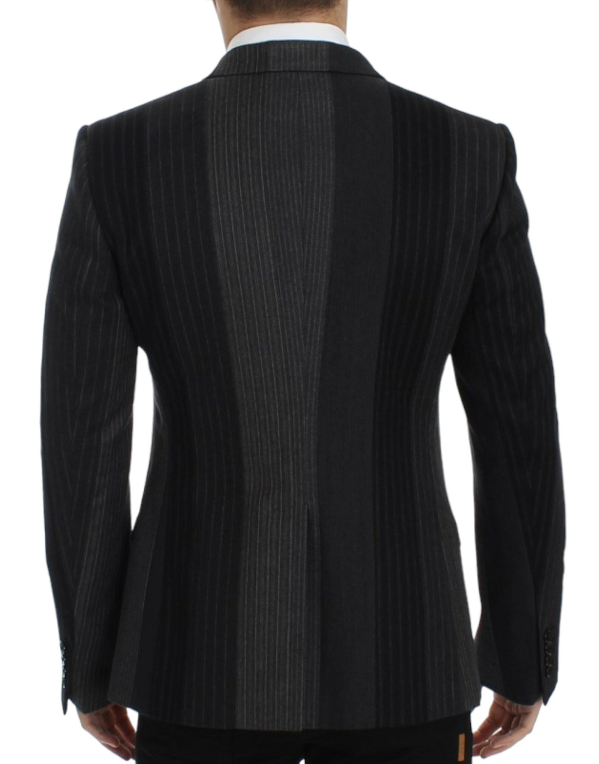 Dolce & Gabbana Grey Striped Stretch Wool Blazer