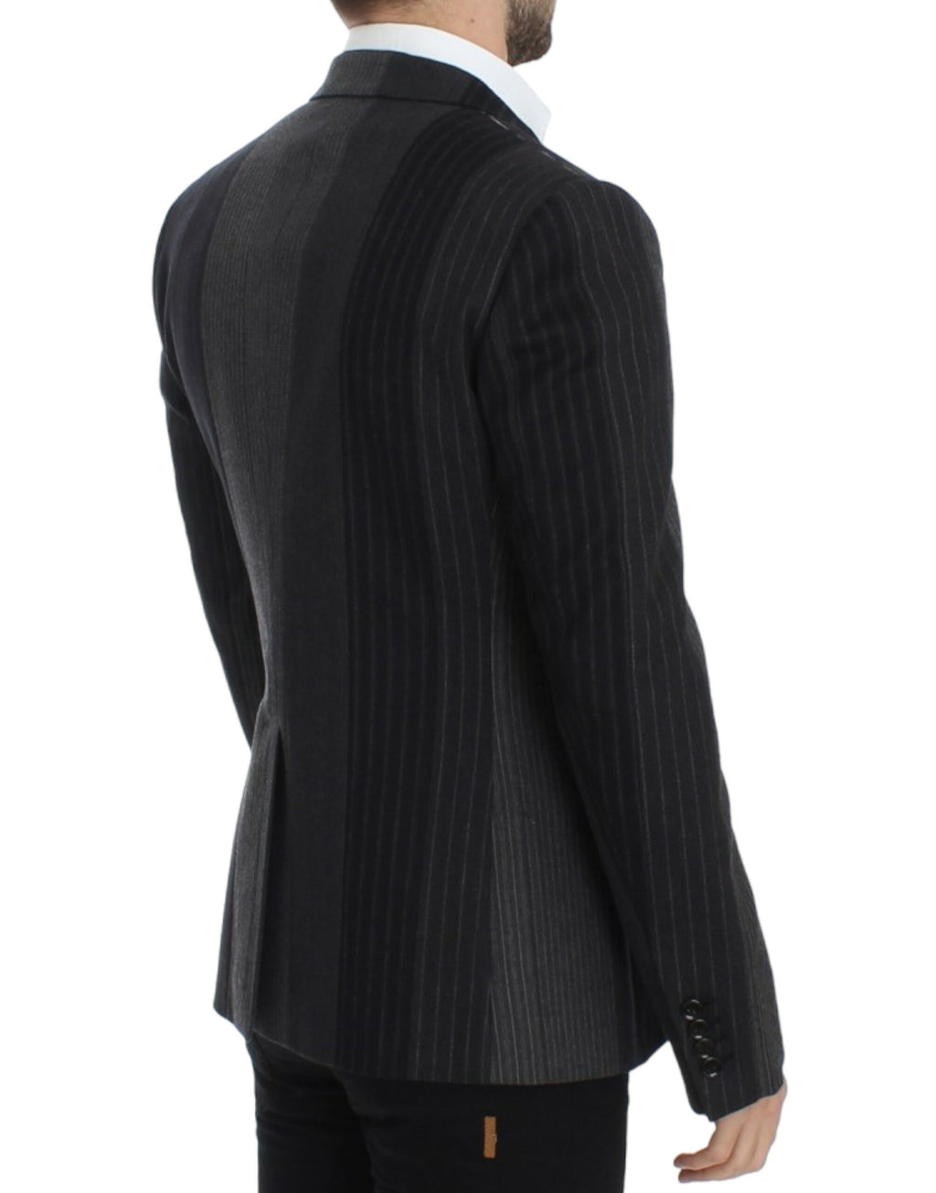Dolce & Gabbana Grey Striped Stretch Wool Blazer