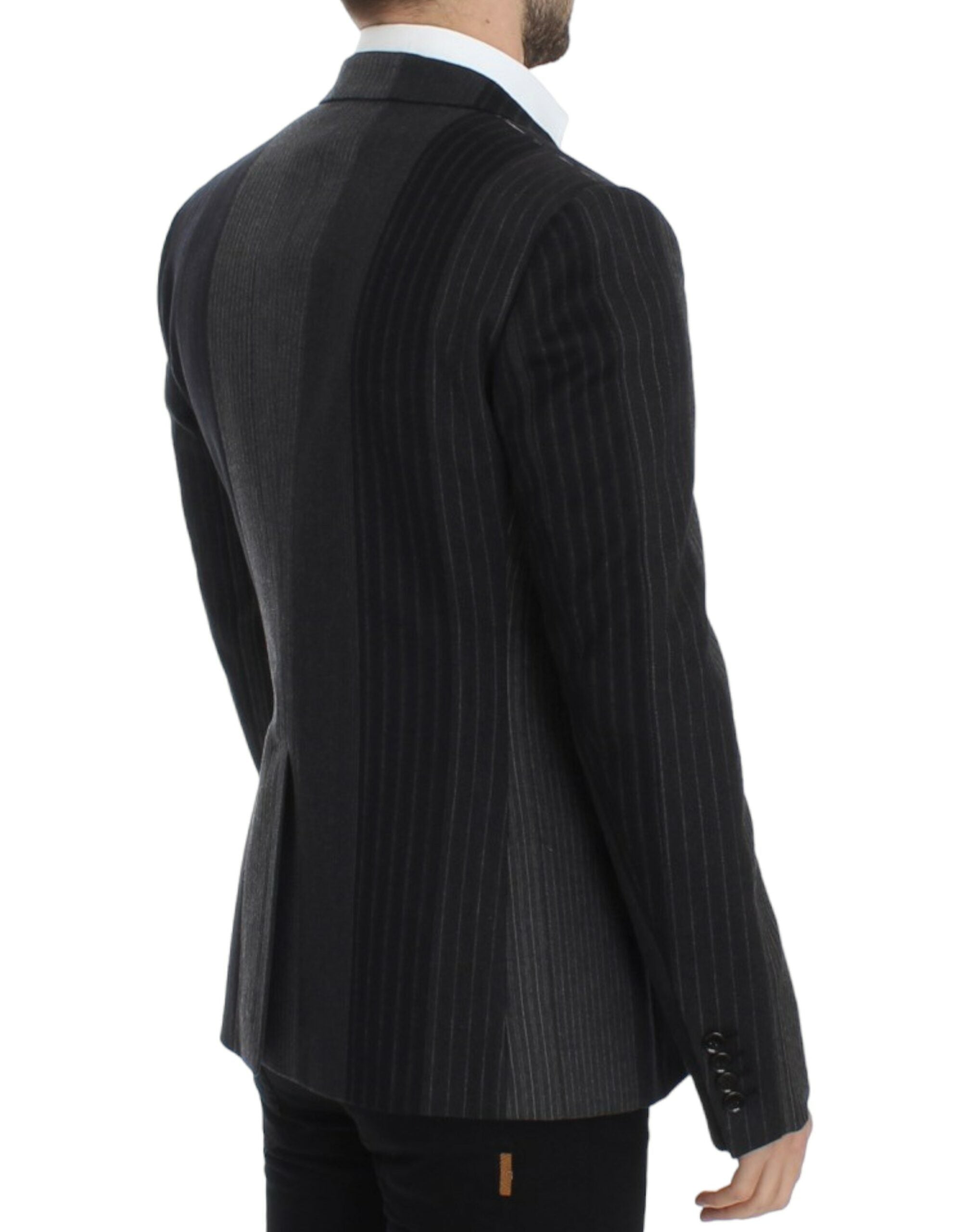 Dolce & Gabbana Grey Striped Stretch Wool Blazer