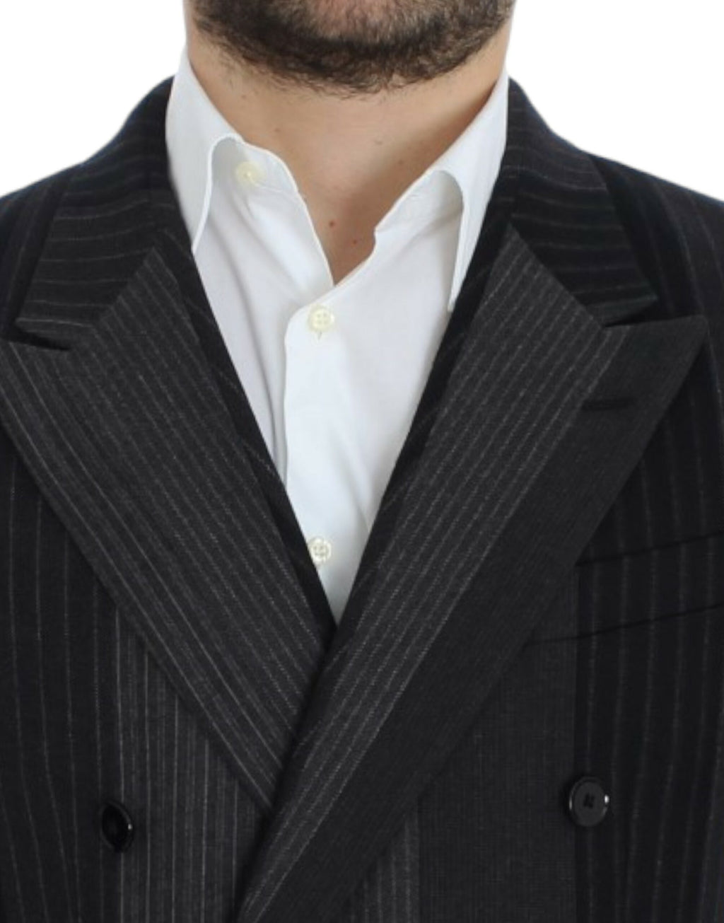 Dolce & Gabbana Grey Striped Stretch Wool Blazer