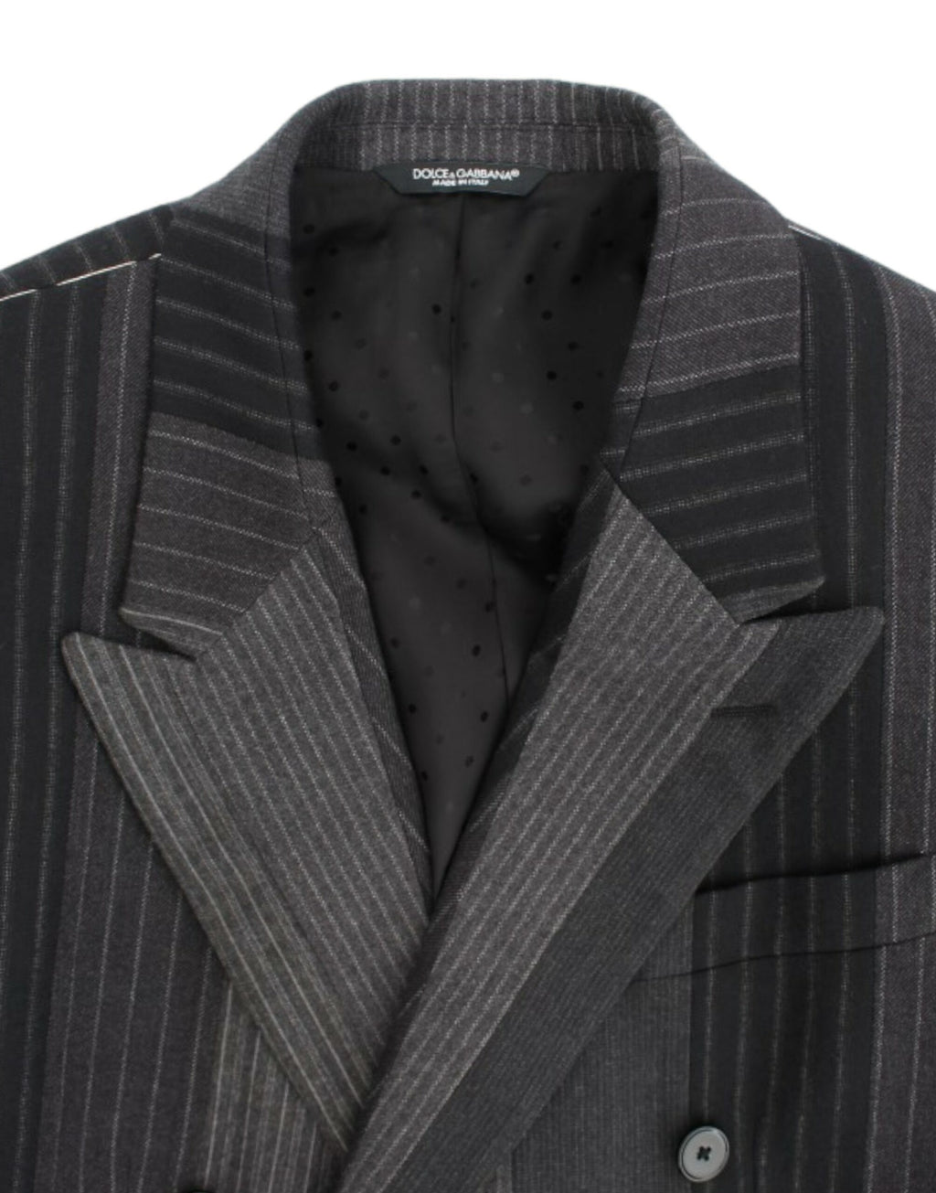 Dolce & Gabbana Grey Striped Stretch Wool Blazer