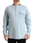 Dolce & Gabbana Hellblauer Pullover aus Baumwolle mit Knöpfen