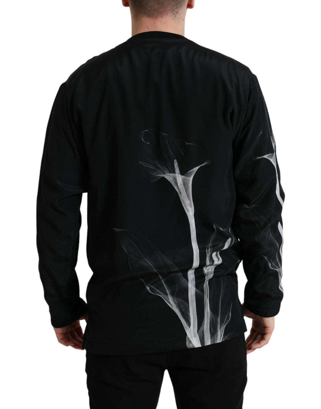 Dolce & Gabbana Black Floral Print Crew-Neck Sweater