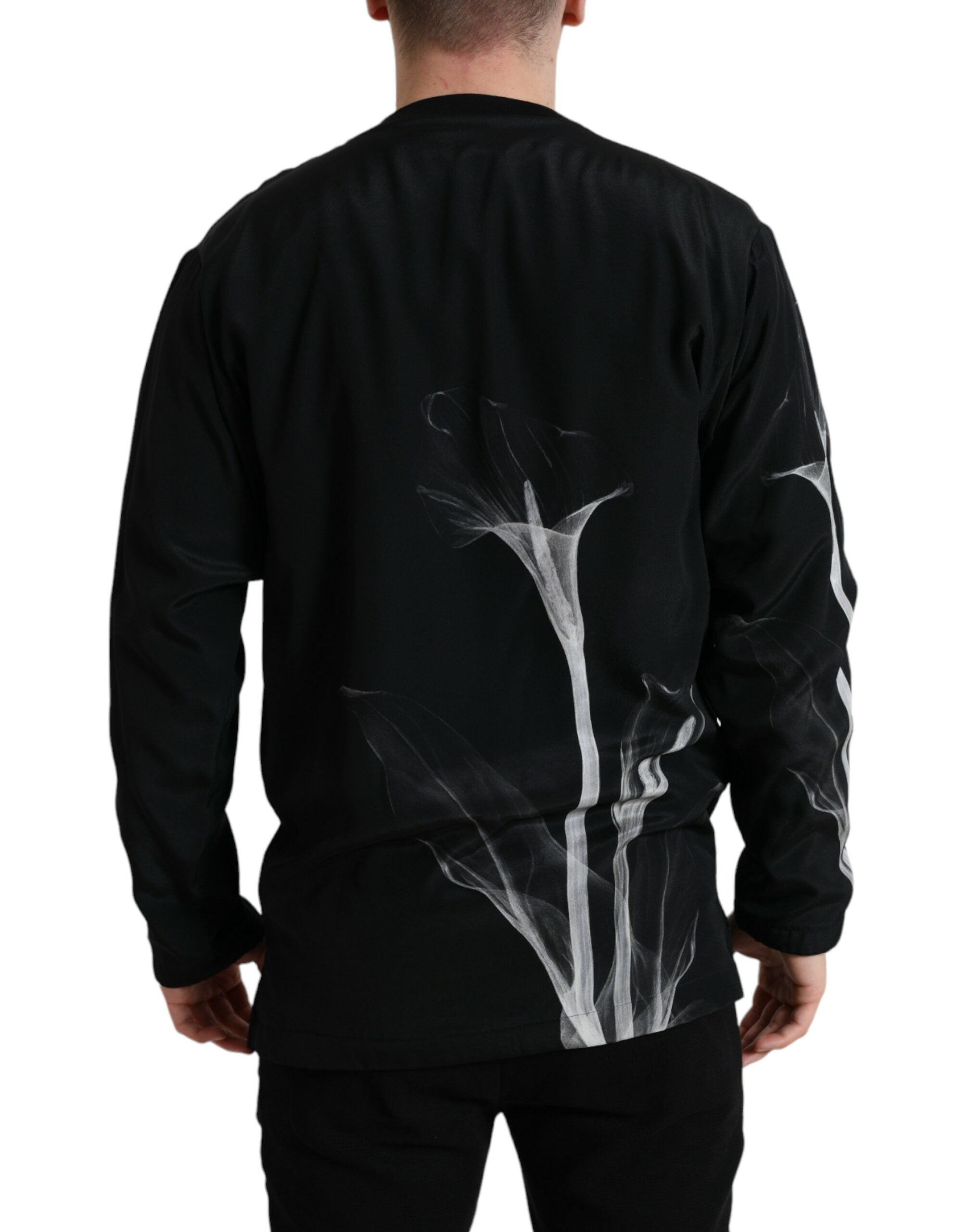 Dolce & Gabbana Black Floral Print Crew-Neck Sweater