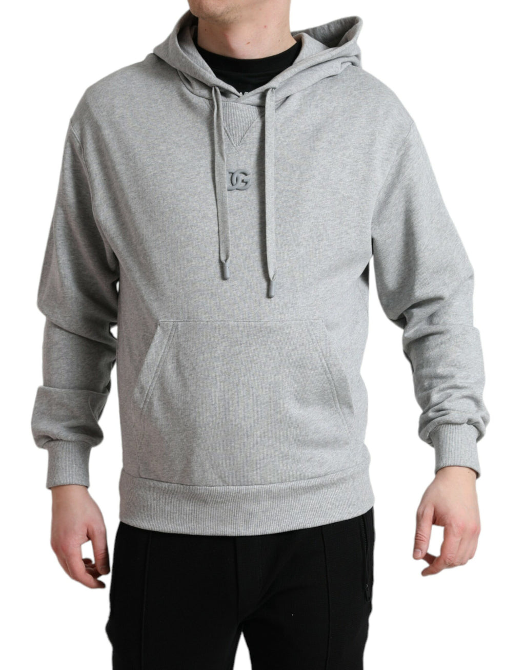 Dolce & Gabbana Graues Baumwoll-Logo-Sweatshirt mit Kapuze Pullover