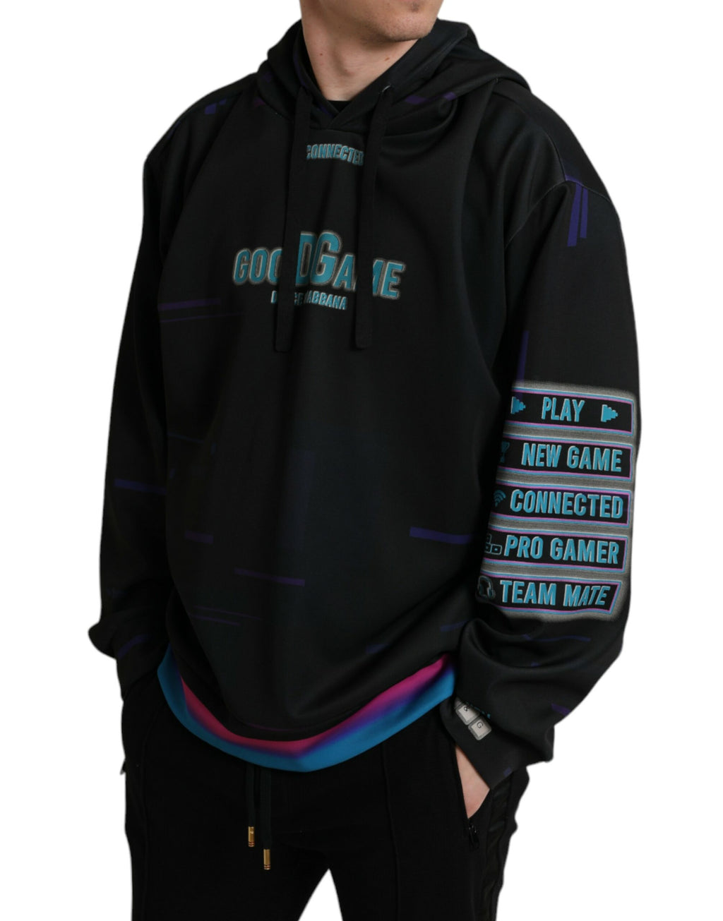 Dolce & Gabbana Black Logo Print Hoodie Sweatshirt