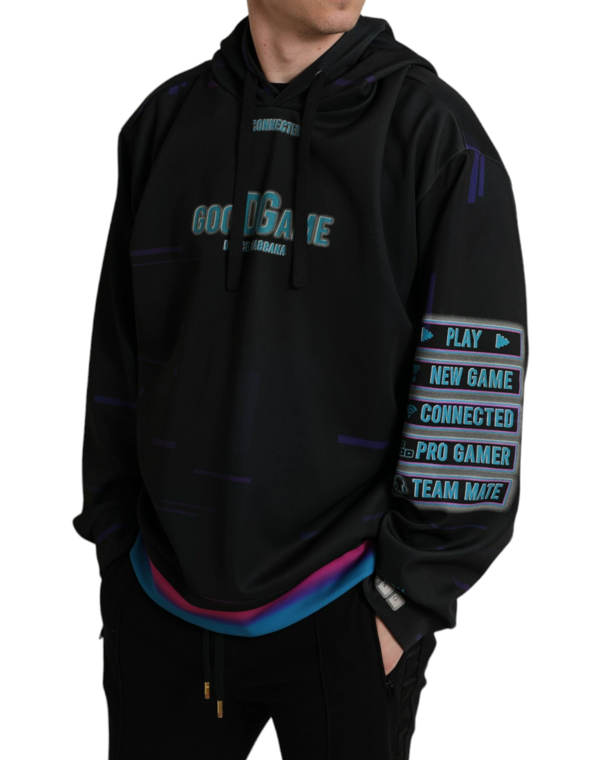 Dolce & Gabbana Black Logo Print Hoodie Sweatshirt