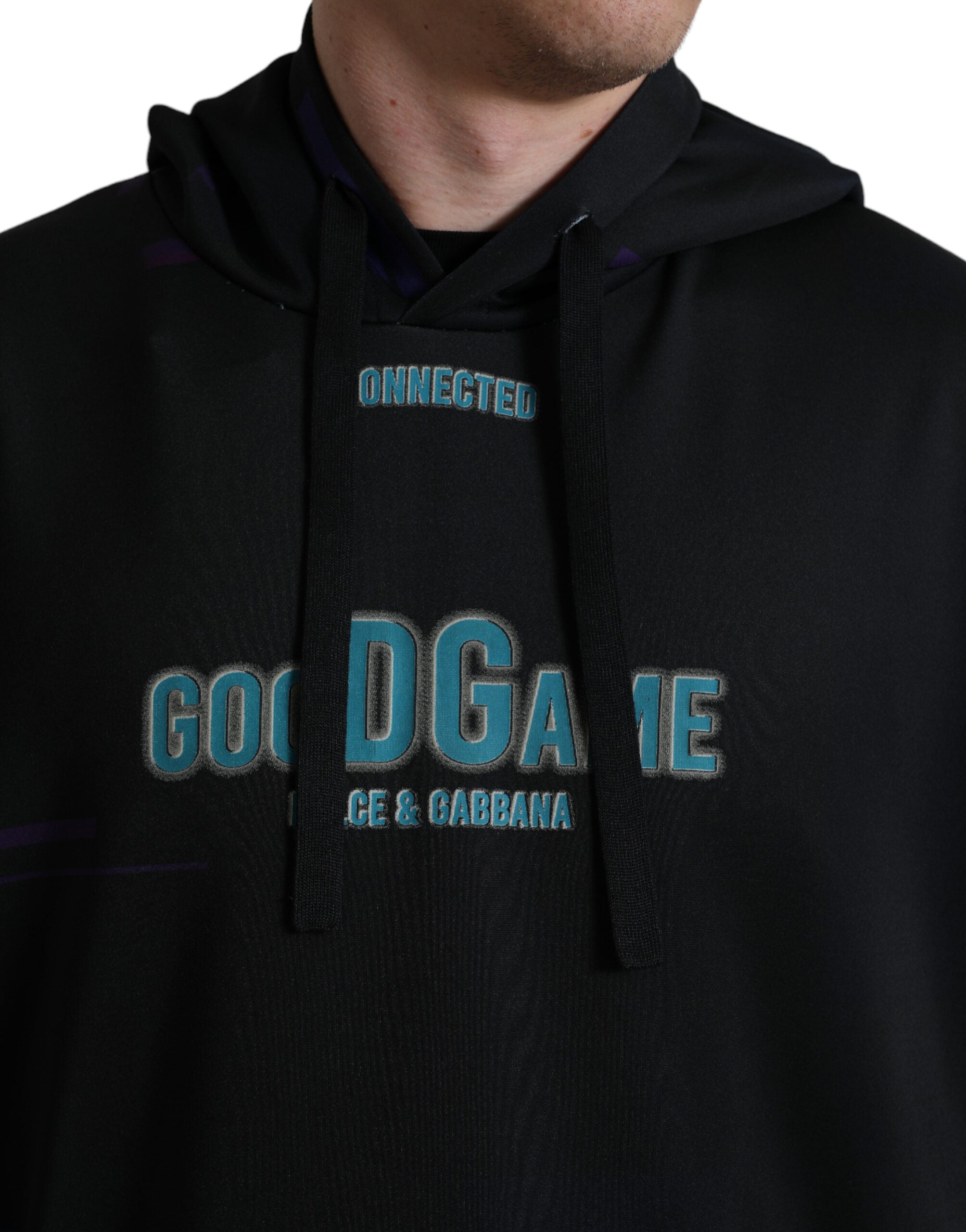 Dolce & Gabbana Black Logo Print Hoodie Sweatshirt