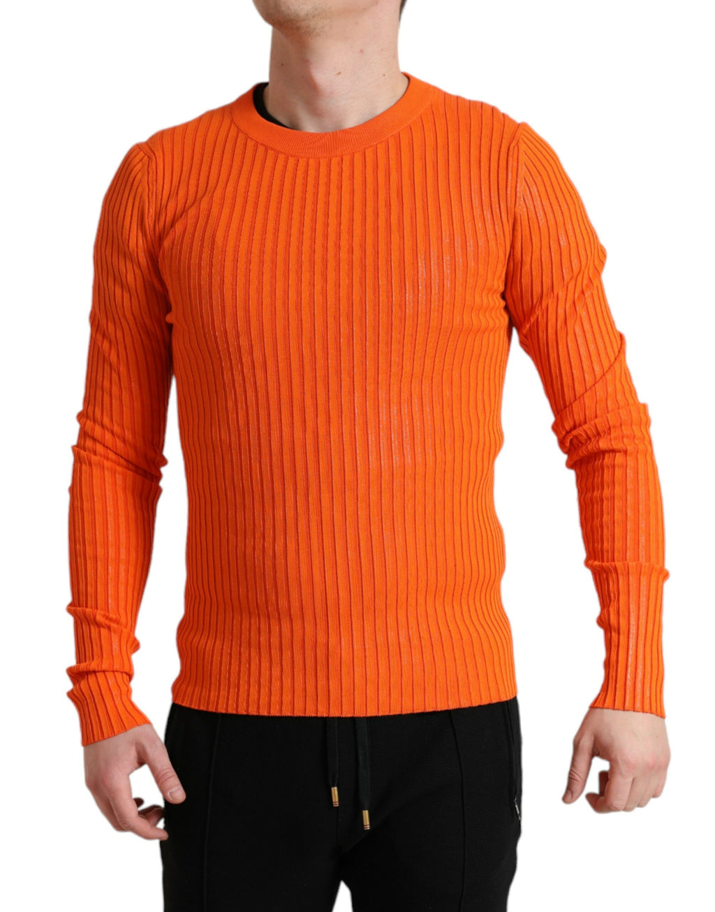 Dolce & Gabbana Men's Orange Knitted Crew Neck Sweater
