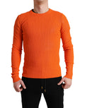 Dolce & Gabbana Men's Orange Knitted Crew Neck Sweater